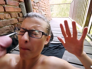 Amazing Slut In Glasses Gets A Deck Facial