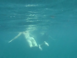 Two girls under the water