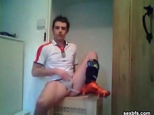 Soccer player masturbates in his jockstrap