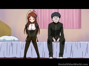 Nerdy guy fucks hentai girl in her pussy