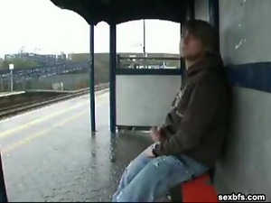 Public masturbation at a train station