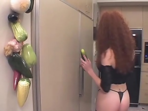 Audrey Hollander stuffs her butt with a cucumber and enjoys anal sex