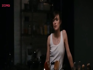 Keira Knightley hard nipples poking through some white tank