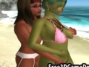 Lesbian 3d cartoon love with a sexy blonde babe