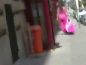 Girls bare butt exposed on street