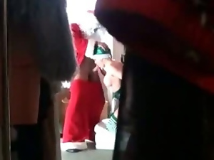 Naughty peeping tom caught santa anal banging a busty hottie