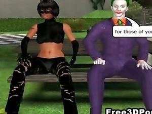 Two 3D cartoon superheros get fucked by the joker