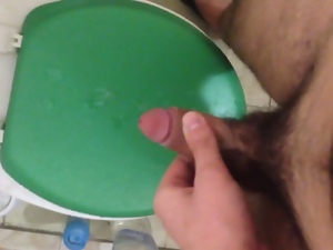 Big cumshot in toilet