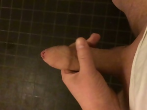 Wank in public toilet