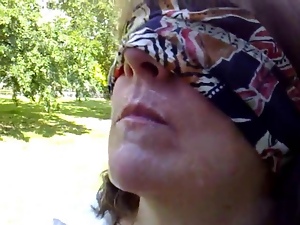 Blindfolded BJ by ABBEY in the park