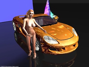 3D Readhead with her sport car