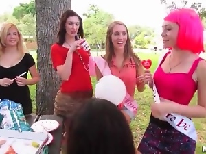 Cute girls in the park for bachelorette party