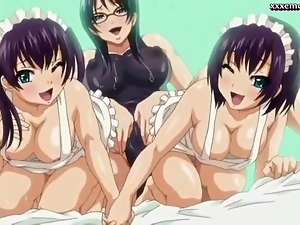 Horny anime nurses getting cumshot