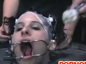 Bizarre and disgusting BDSM scene with a poor babe