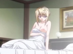Anime chick wakes up in the morning and puts her bathrobe on