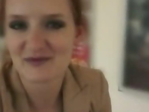 Pretty redhead Czech girl flashes tits and boned by stranger