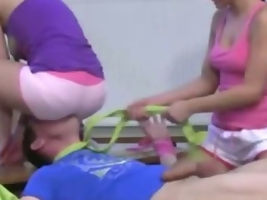Playful teenagers play soft bdsm games