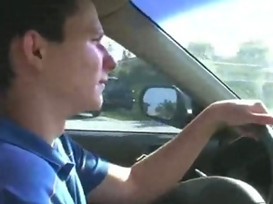 Jocks sucks their cocks while driving