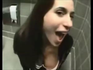 Amateur teen fucked in public toilet