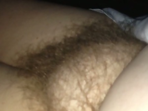 revealing her soft hairy pussy early in the morning