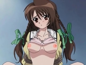 Rope bondage keeps her still for hentai sex