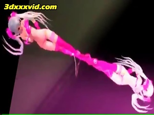 3d girl in pink dancing