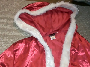 Red & White Faux Fur Satin Santa Robe