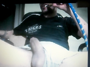 straight turkish guy smoking hubble bubble pipe