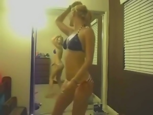 Dance! Teen does a mirror dance on webcam