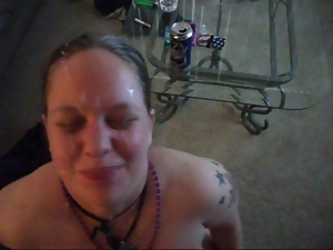 Dirty talking trailer trash chick takes a facial.