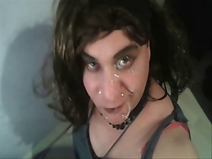 Kornelia crossdresser four own cum & self facial