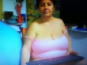 (Non nude) busty granny in pink top