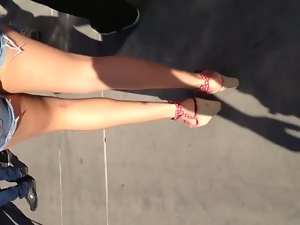 Sexy long legs walking