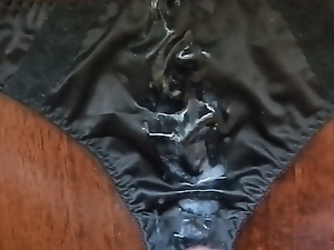 Unloading on Moms new black satin thong