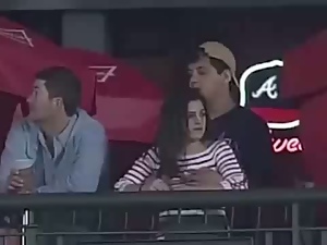 Touch her boobies during baseball game