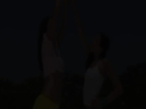 shocking lesbo workout on the roof