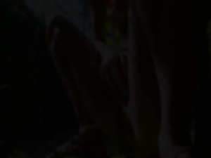Petite estonian chick peeing in a forest