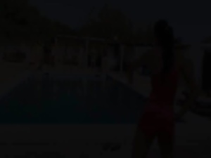 Six naked chicks by the pool from Russia