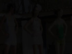 Six naked teens by the pool from Russia