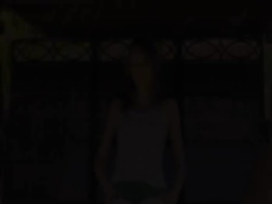 Skinny chick fingering on the swing