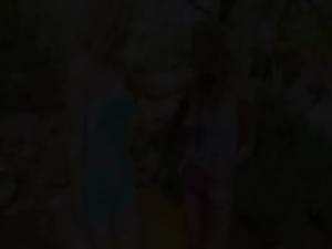 Blonde princesses toying in a forest
