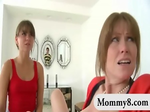 Teen and stepmom share on a hard dick in this kinky 3some action