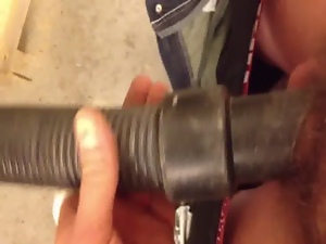 Flunken sucks Dick with industrial vacuum cleaner