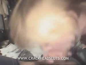 Freaky crackhead giving a blowjob after telling her sad life story