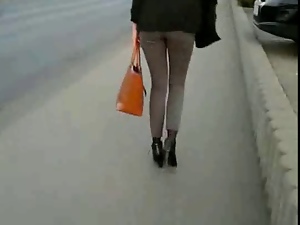 Candid #3 Cutie with shapely legs and butt in stiff pants